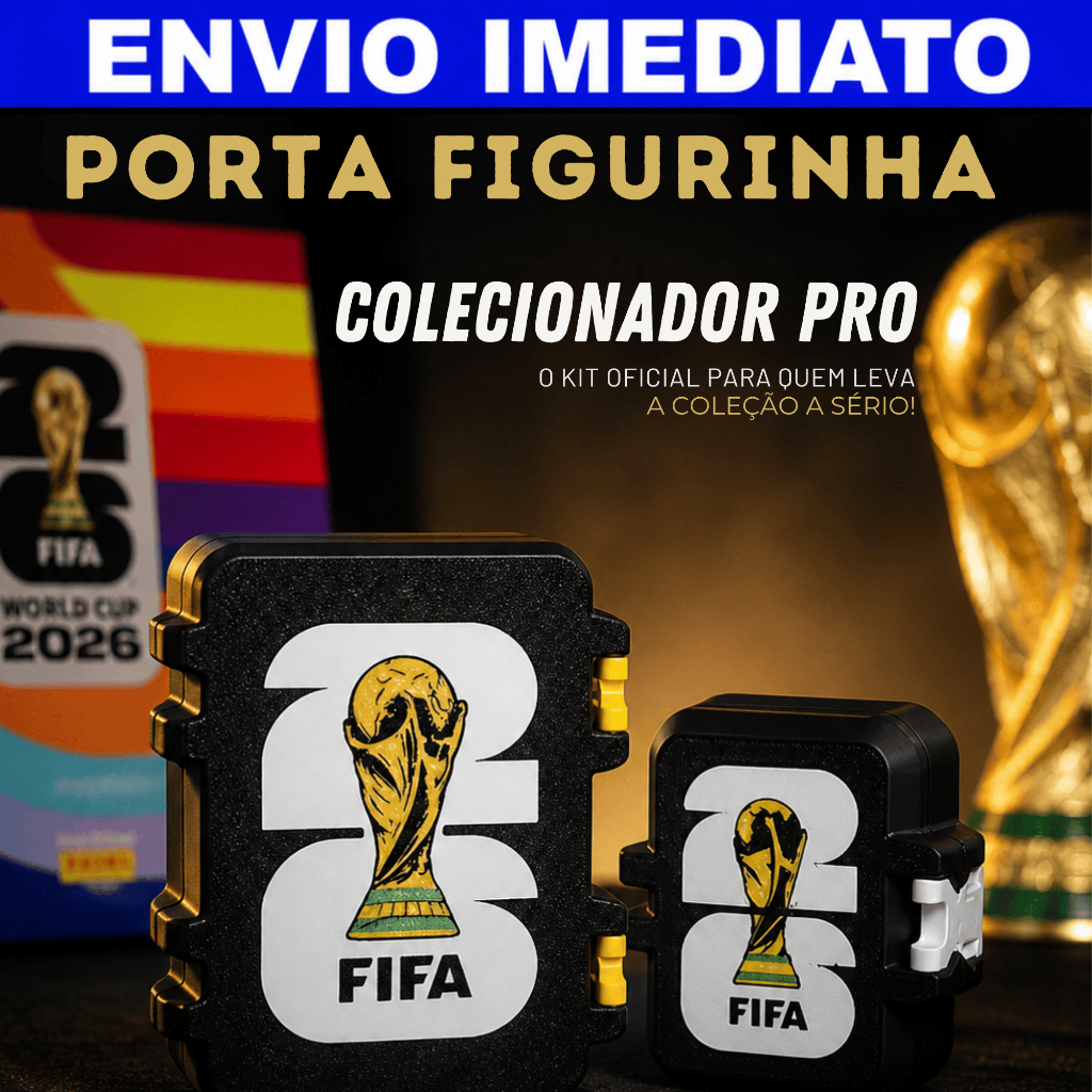 Porta Figurinhas Albúm Copa Mundo 2026 Kit Estojo Caixa Organizador de Cards Futebol | Colecionador