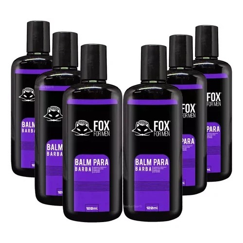 Kit 6 Balm para Barba Fox For Men 120ml Hidrata e Modela Anti-Frizz Revenda