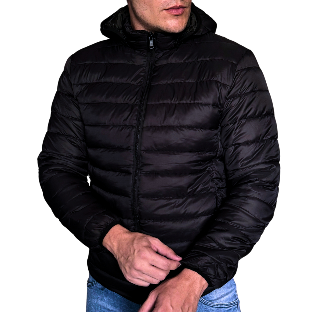 Jaqueta Puffer Bobojaco Masculina Com capuz Removível Corta Vento Blusa de Frio Repele Água