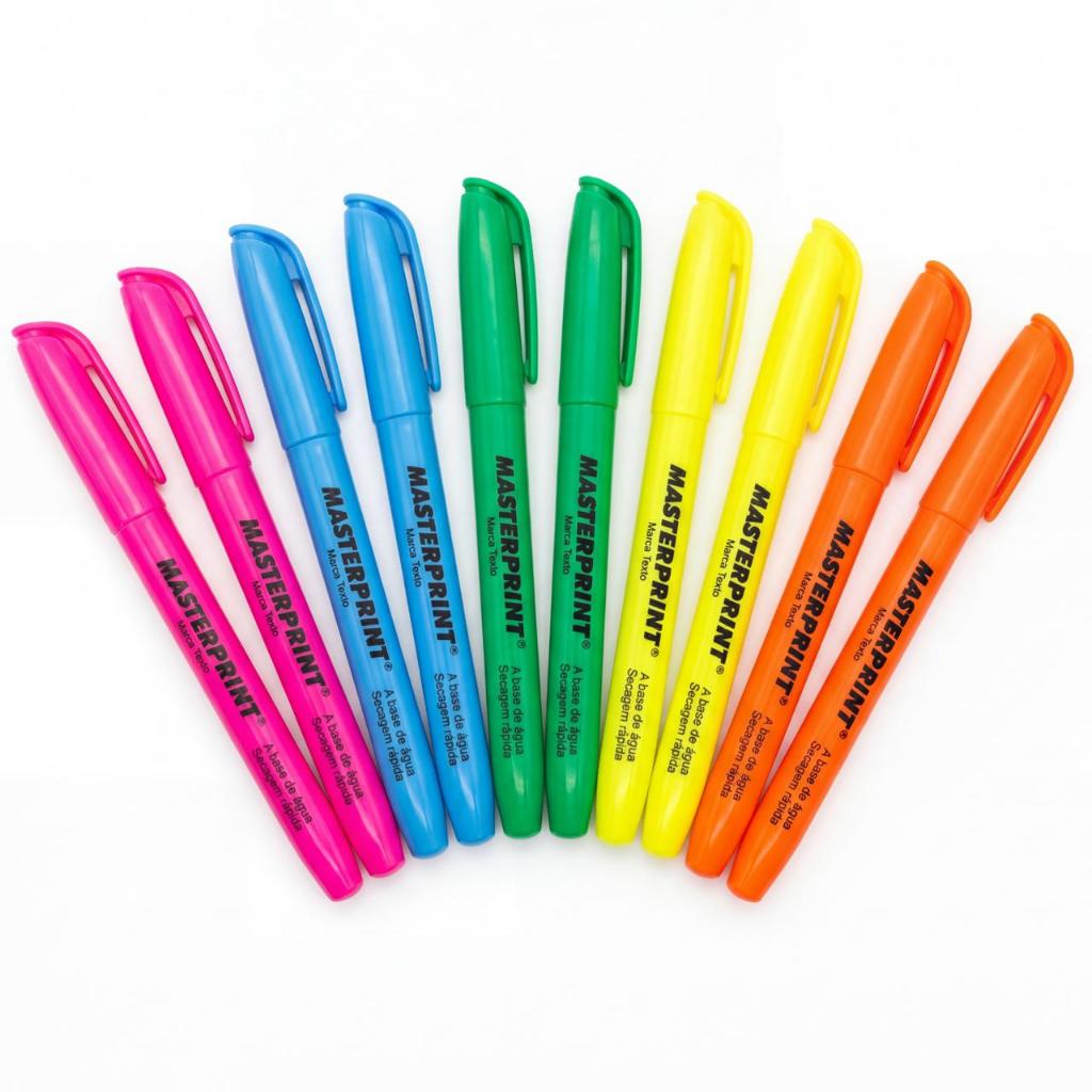 Marca Texto Kit 10 (5 Cores) Caneta Marca Textos Masterprint