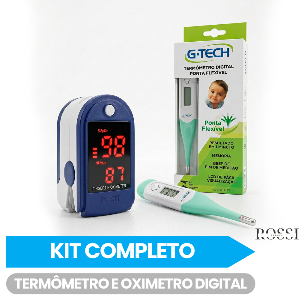 Oxímetro Dedo Digital  + Termômetro Digital  G tech Para Adultos e Crianças