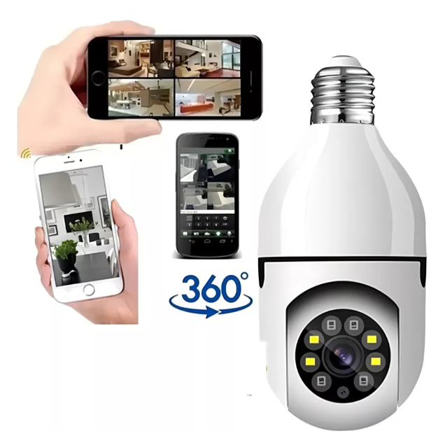 Câmera 8177 segurança wifi ip sem fio 360 com encaixe lampada bocal aplicativo yoosee ptz full HD visão noturna bivolt