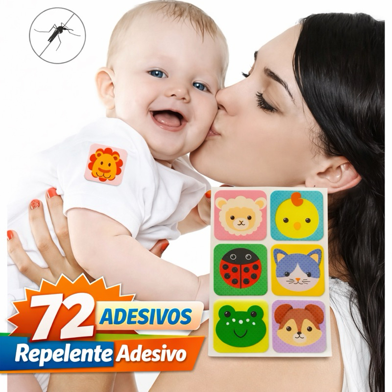 Adesivo Repelente Infantil 72 Unidades Anti Mosquito para Bebês e Crianças