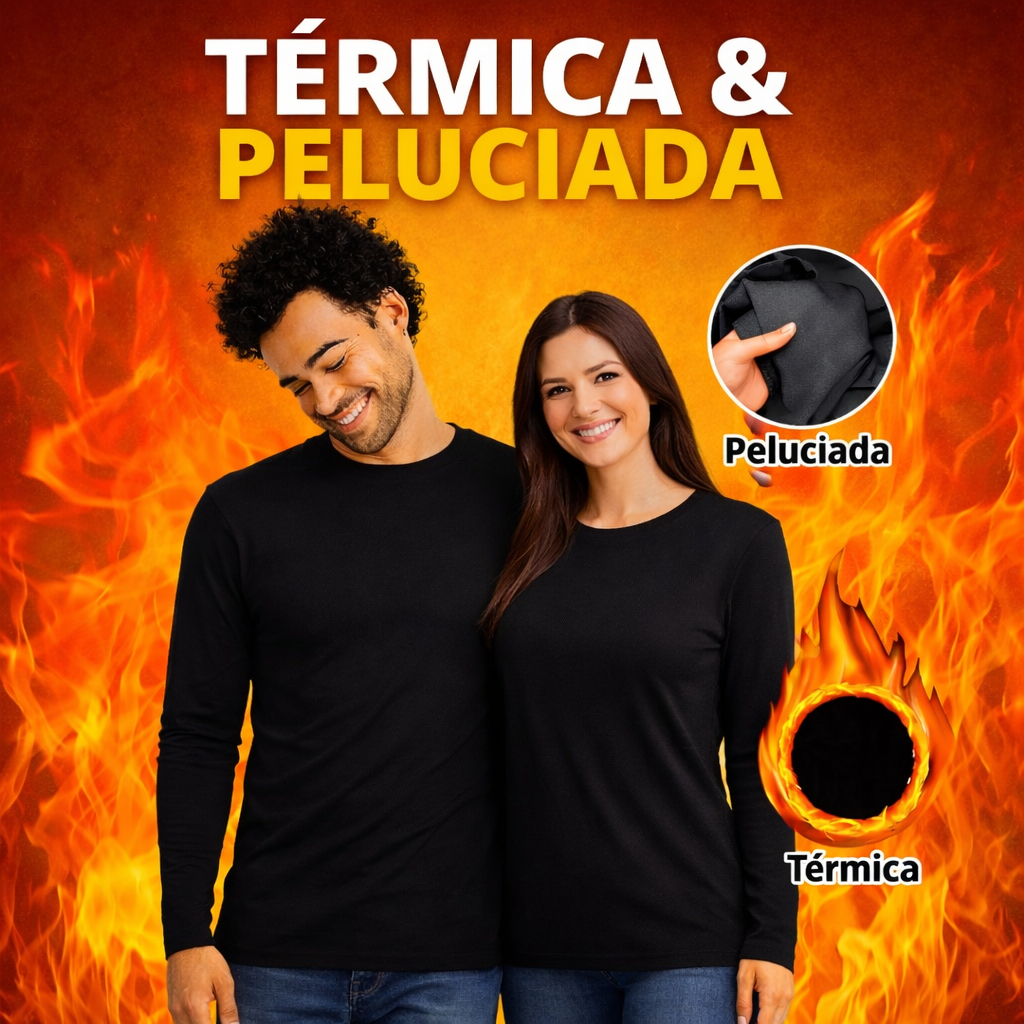 Camiseta Térmica Unissex Slim Fitness Manga Longa Peluciada Proteção