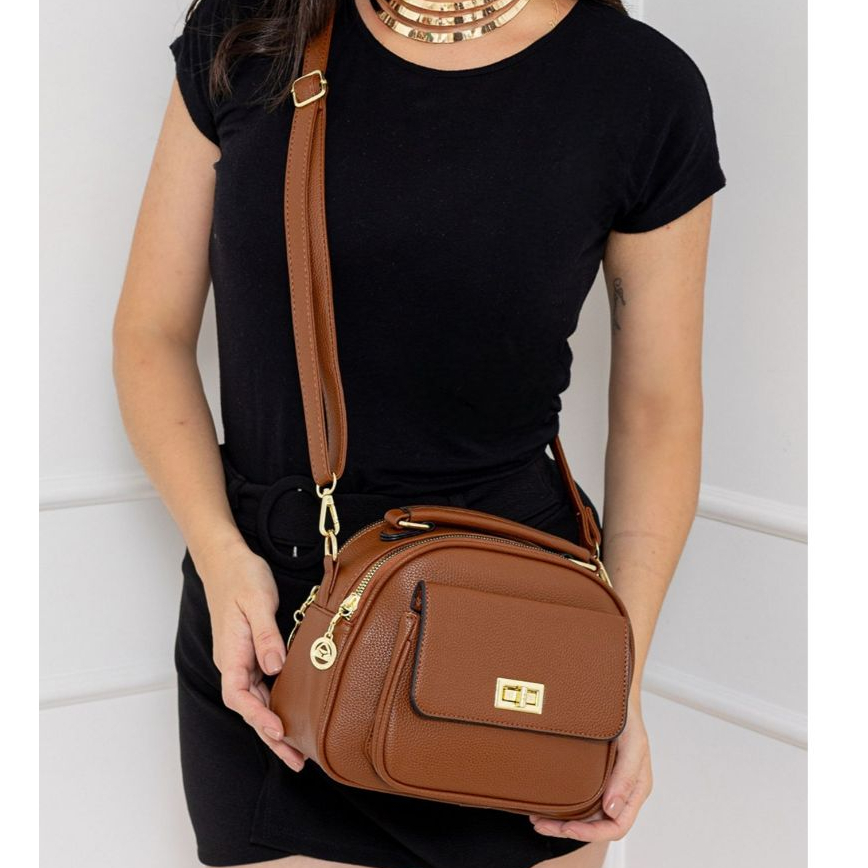 Bolsa Feminina Média Baú Transversal De Lado Com Alça De Mão Tiracolo Social Elegante Tiracolo
