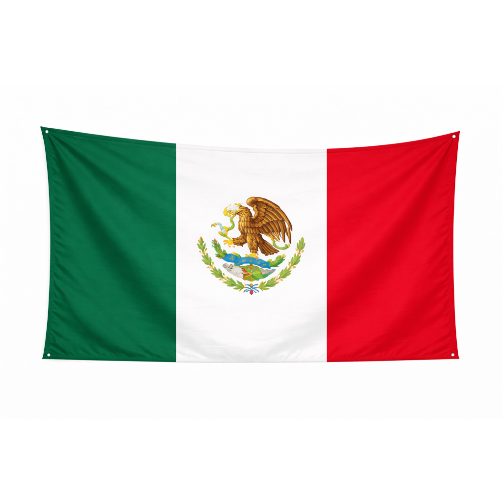 Bandeira do México 1,50x0,90m Grande em Tecido Oxford Decorativa