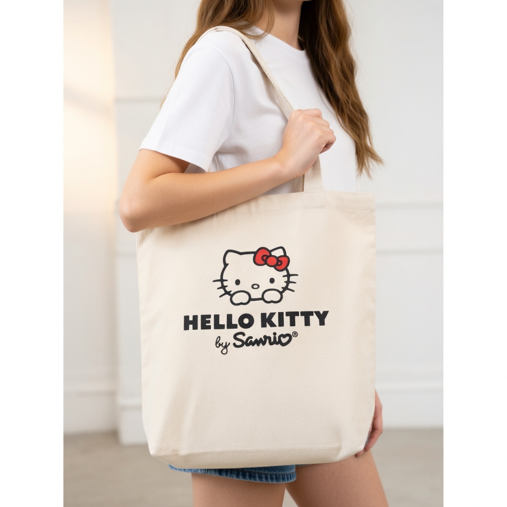 Bolsa Sacola Ecobag Algodão Cru hello kitty Sarja Ecologica Estilosa 33x40