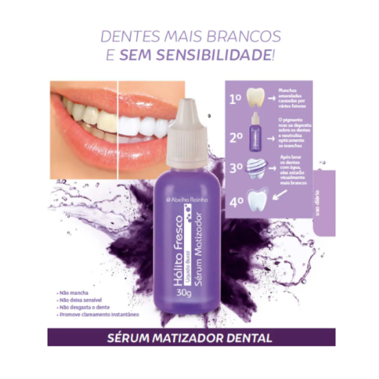 Sérum Matizador Dental 30g Hálito Fresco Dentes Mais Brancos Abelha Rainha