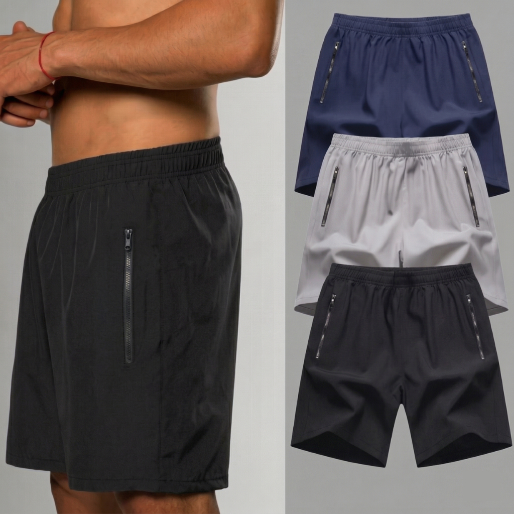 BERMUDA TACTEL COM ELASTANO MASCULINA com zíper no bolso confortável leve para academia ou dia a dia
