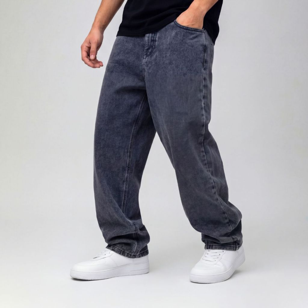 Calça Balão Jeans Masculina Marmorizada Streetwear Larga Baggy 36 ao 48