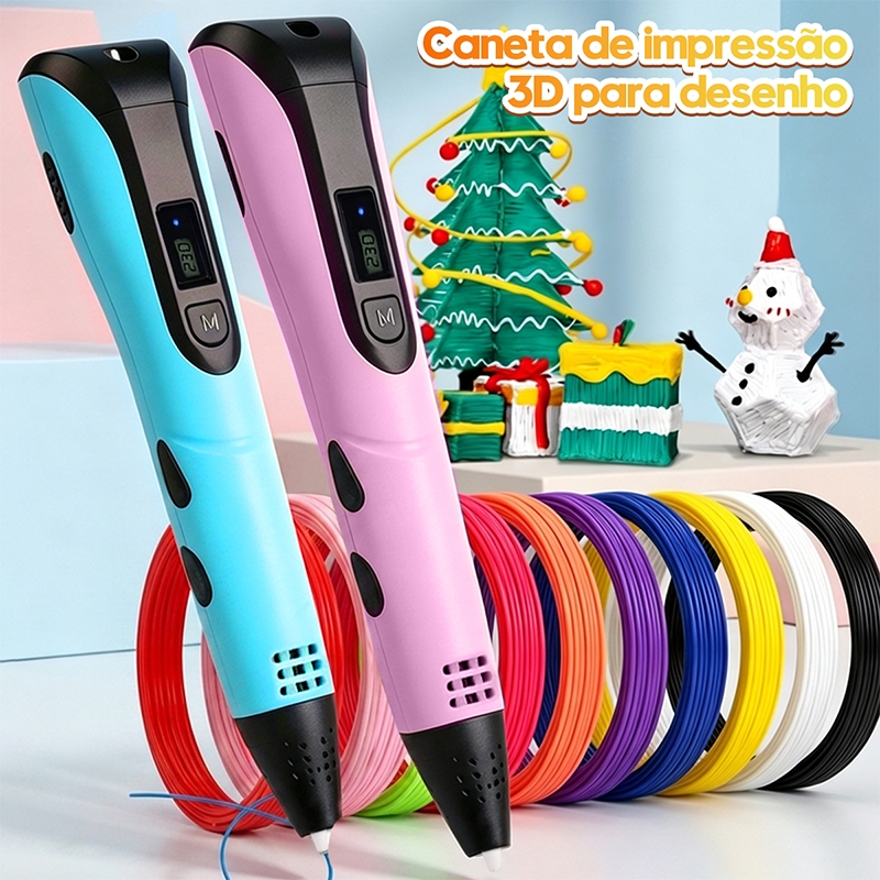 Caneta De Impressão Mágica 3D Grátis 10M DIY PLA Filamento Desenho Brinquedo Presente De Aniversário Criança ABS Tela LC