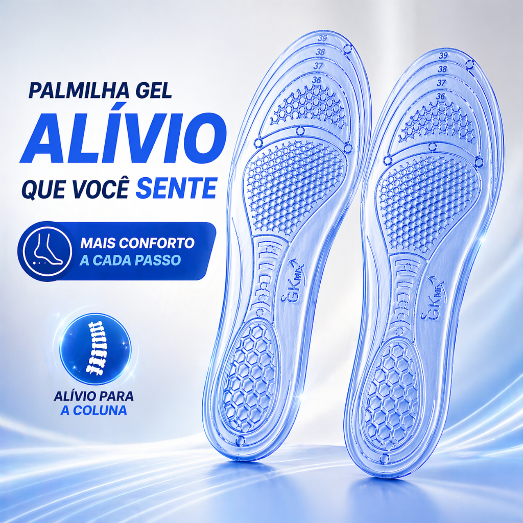 Par de Palmilha em Gel Silicone Ortopédica Para quem Trabalha em Pé Confortavel