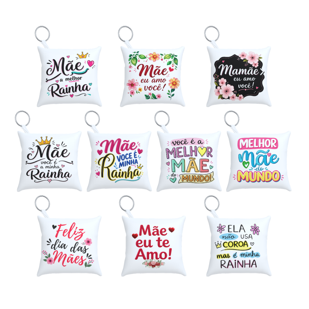 Almochaveiro Personalizado Dia das Mães Frente Chaveiro Almofada Presente Mãe Lembrancinha Criativa