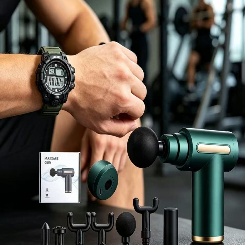 Massageador muscular elétrico profissional de alta frequência, emparelhado com um relógio eletrônico
