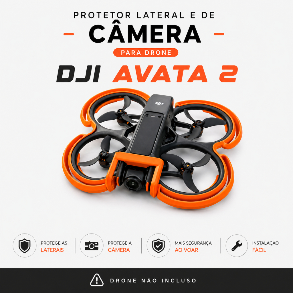 Kit Completo Anti-Colisão 360 DJI Avata 2: Bumper Hélices + Protetor de Câmera, Gimbal +Trem de Pouso + BRINDE DJI!