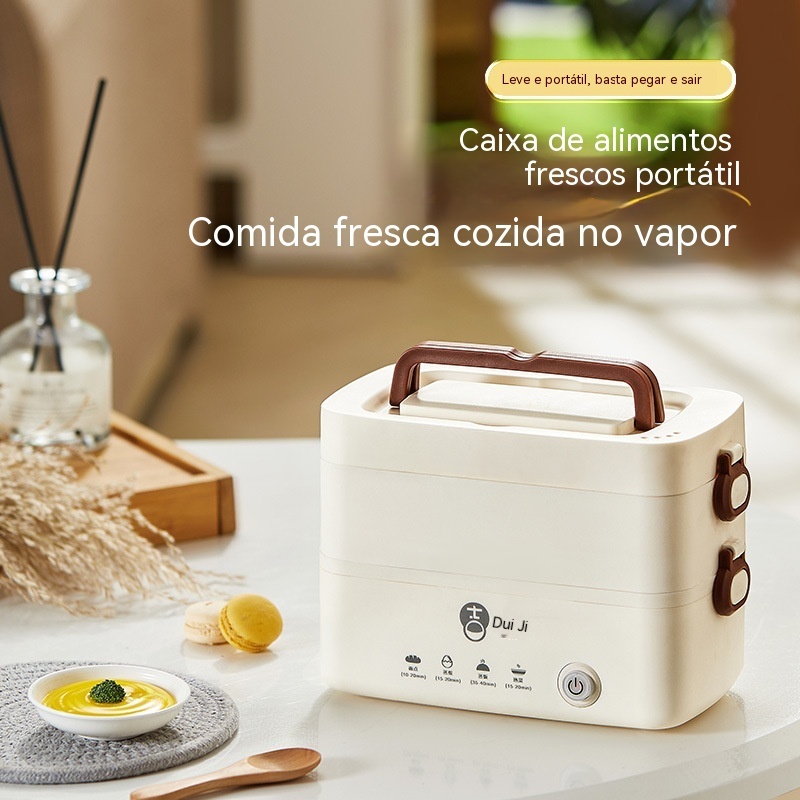 Marmita Elétrica Dupla Camada 1.2L - Aquecimento Rápido, Aço Inoxidável 304, Anti-Vazamento, Ideal para Trabalho/Faculda