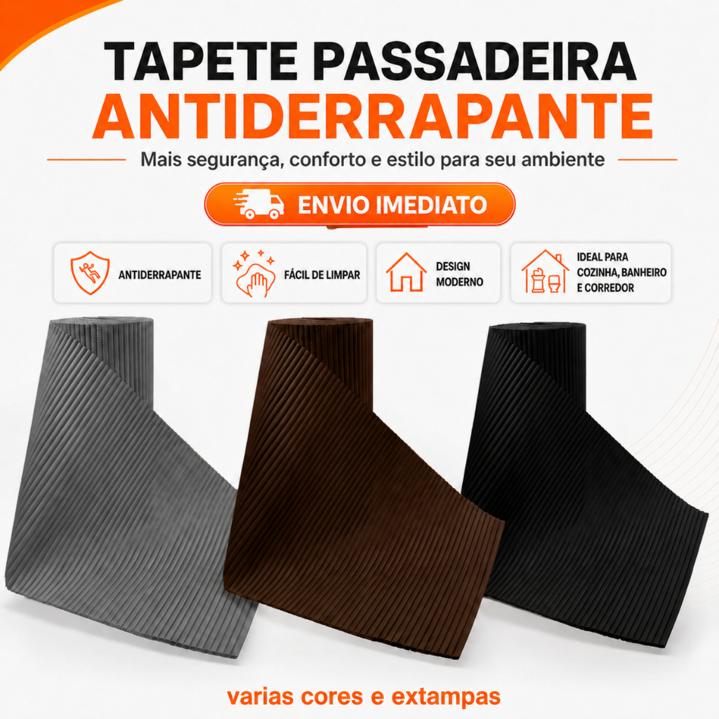 Passadeira Emborrachada Antiderrapante Soft 43cm de Largura