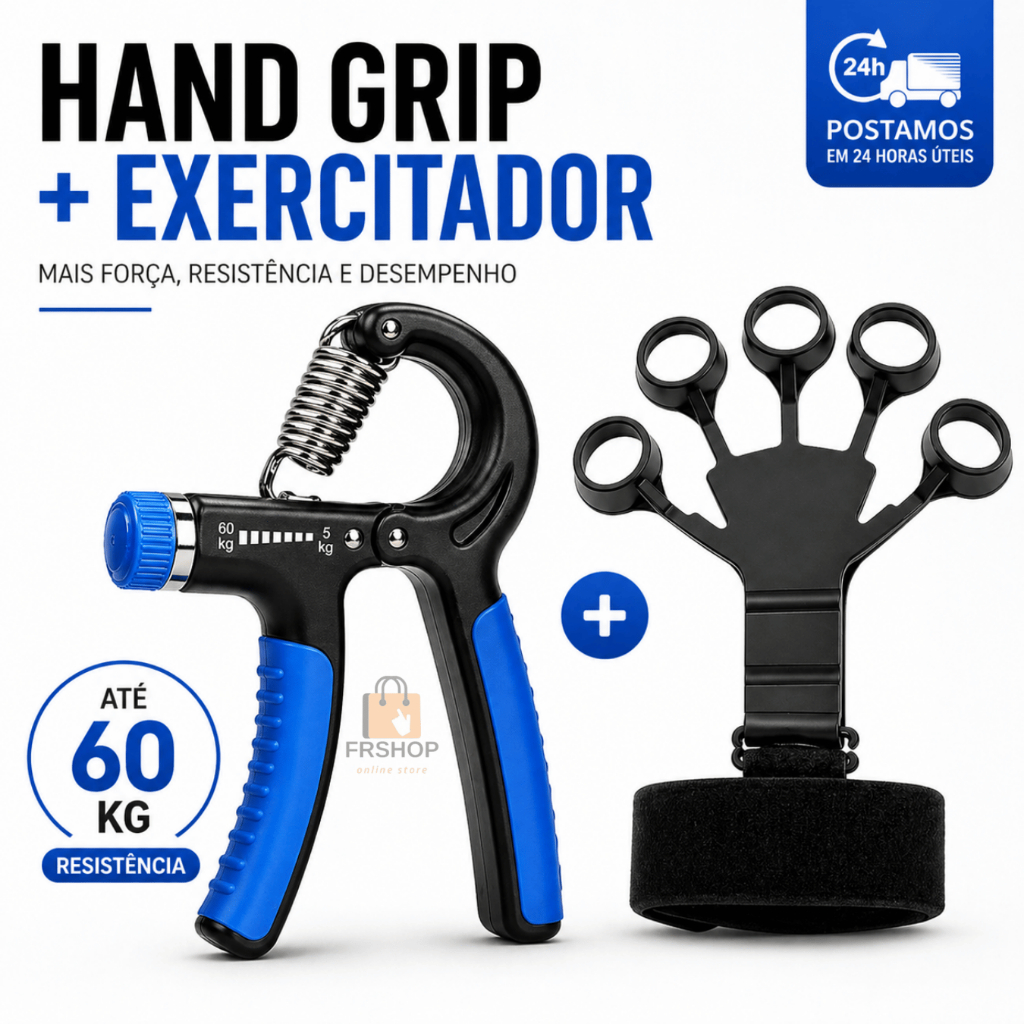 Kit Hand Grip de Dedo + Flexor de Punho Ajustável Fisioterapia Exercício para Mãos