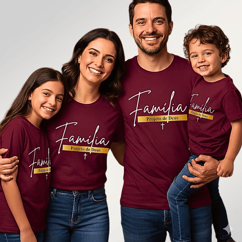 Camisetas Personalizada Família Projeto de Deus Adulto Infantil Unissex Look Combinando Cristão