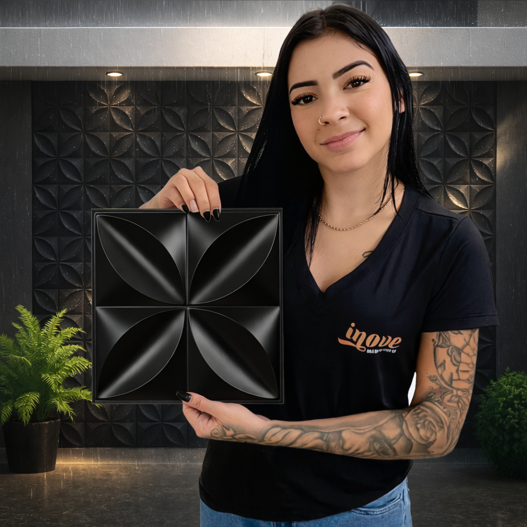 Kit de Placas 3D em PVC 25x25 cm para Revestimento Decorativo de Parede