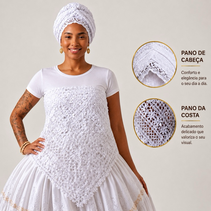 Conjunto em Guipir / gripir branco - Umbanda e Candomblé