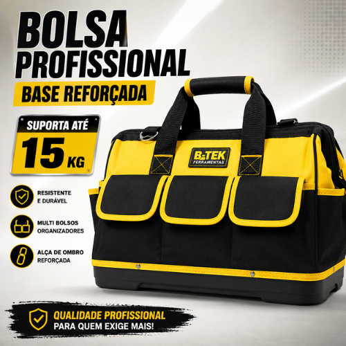 Bolsa de Ferramentas Multifuncional Base Reforçada com Alça de Ombro
