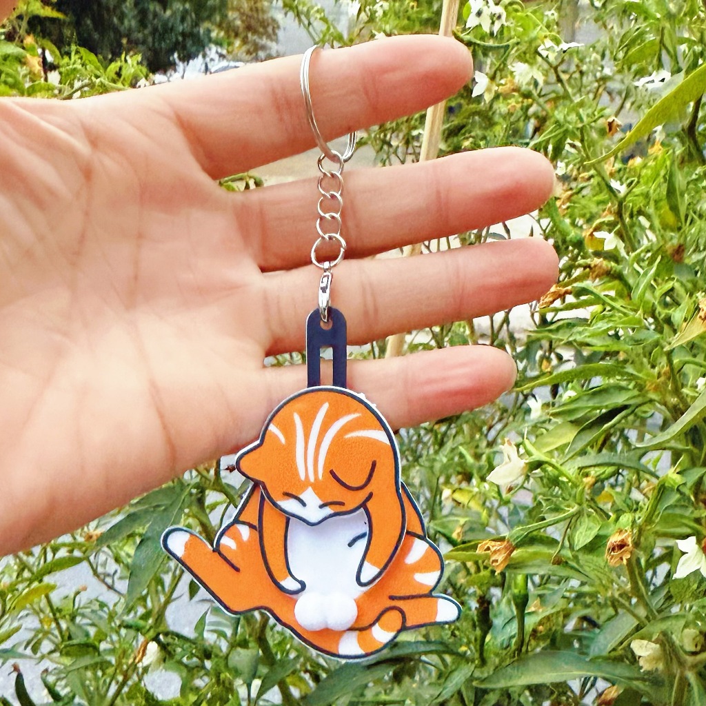 Chaveiro Gato Fofo Anime Kawaii Laranja Acessório Mochila Bolsa Chaves Presente Criativo Infantil Cute