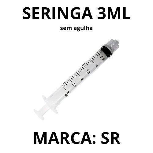 Seringa 3 ML Sem Agulha - Luer Lock - Marca SR
