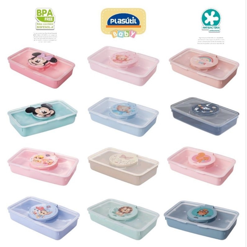 Porta Lenço Umedecido para Bebê Viagem Passeio Maternidade Recipiente para Lenço Bebê ORIGINAL Plasutil