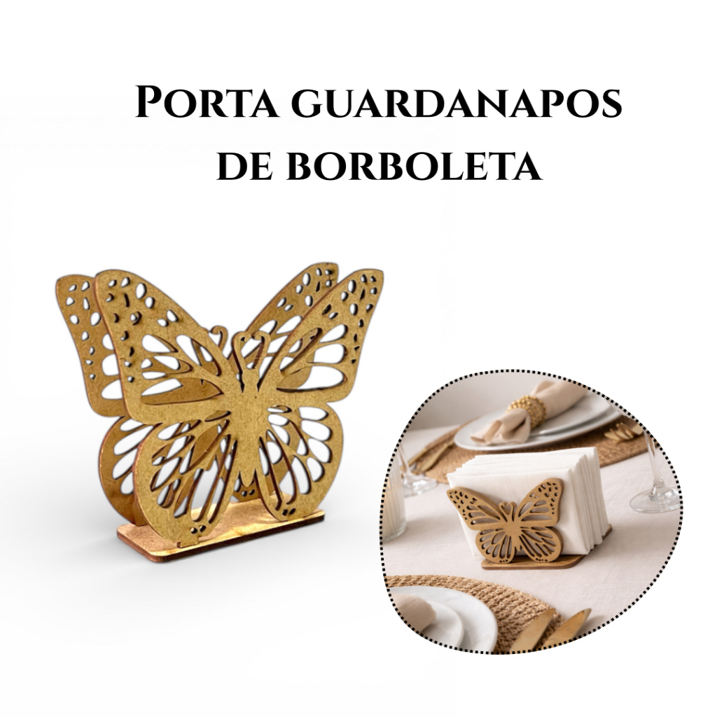 Porta Guardanapo Kit em Mdf Para Festa Evento Decoração Borboleta Aniversário Restaurante