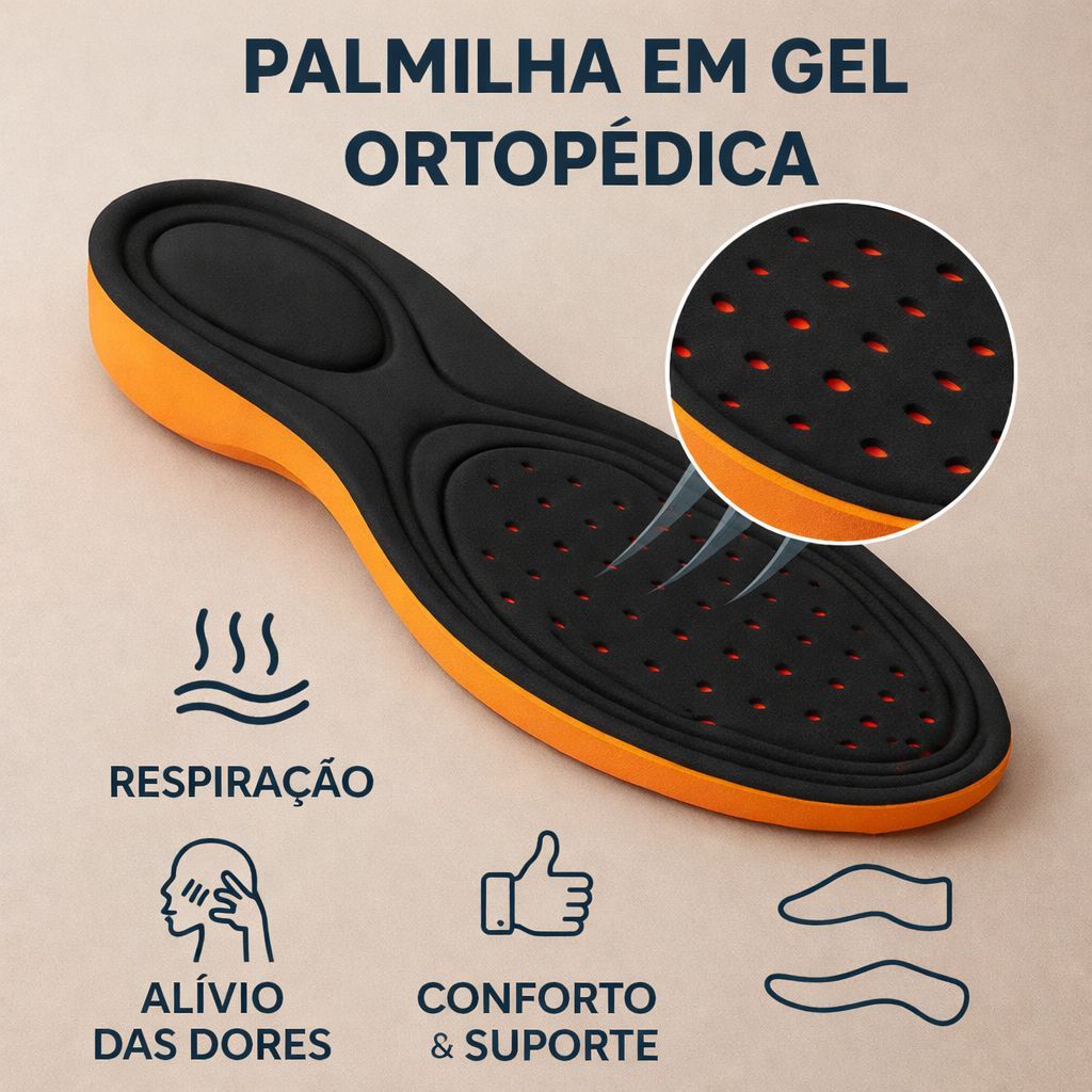 Palmilha de Gel Ortopédica Confortável Macia P.u Para Conseguir Ficar Horas em Pé