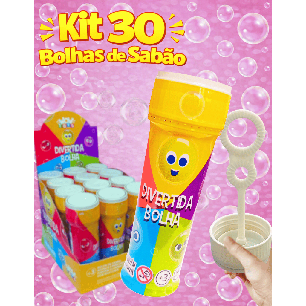 Kit 30 Bolhas de Sabão bolinha Lembrancinha de aniversario infantil sacolinha surpresa festa atacado