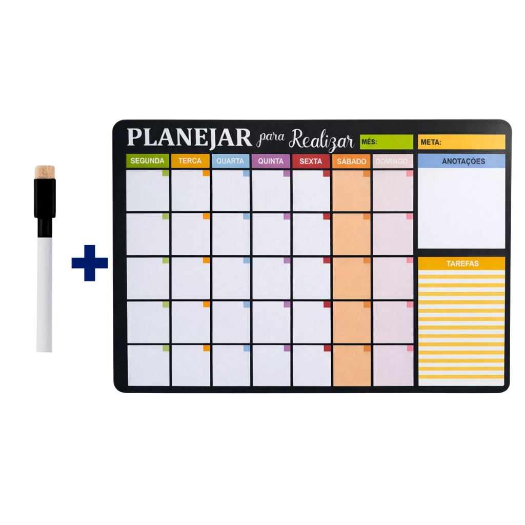 Quadro Lousa Planejador Mensal Com Caneta Apagador / Vários Modelos Envios Full