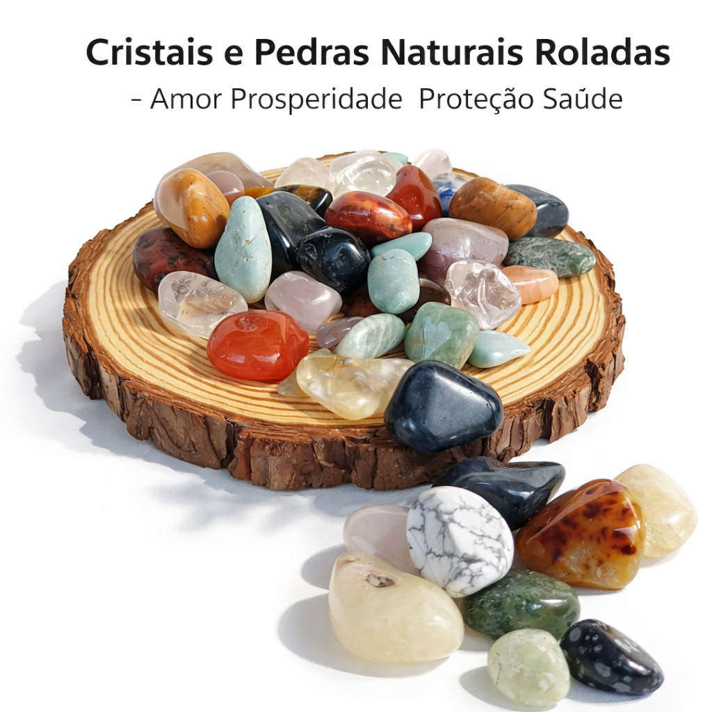 Cristais e Pedras Naturais Roladas Amor Prosperidade Proteção Saúde Energia Positiva Limpeza Energética Amuleto