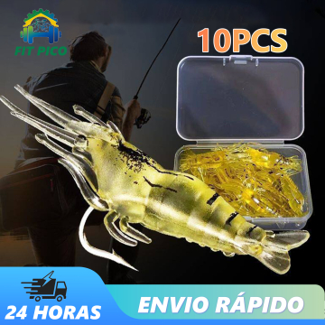 Isca De Pesca De 4cm Macia Luminosa Para Camarão Com Anzol Contas Giratórias De Artificial