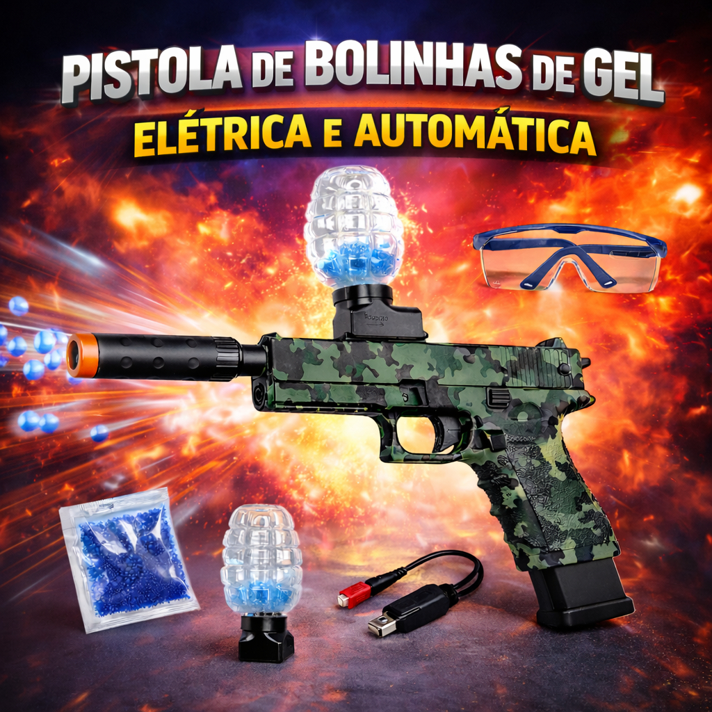 Lançador de Bolinhas de Gel Elétrica Automática Pistola Modelo GLOCK/M1911