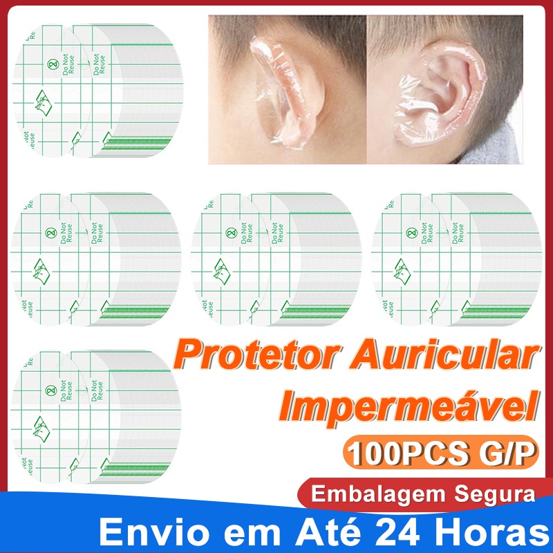 Kit 100 Adesivos Impermeáveis para Orelha Banho e Natação Infantil e Adulto