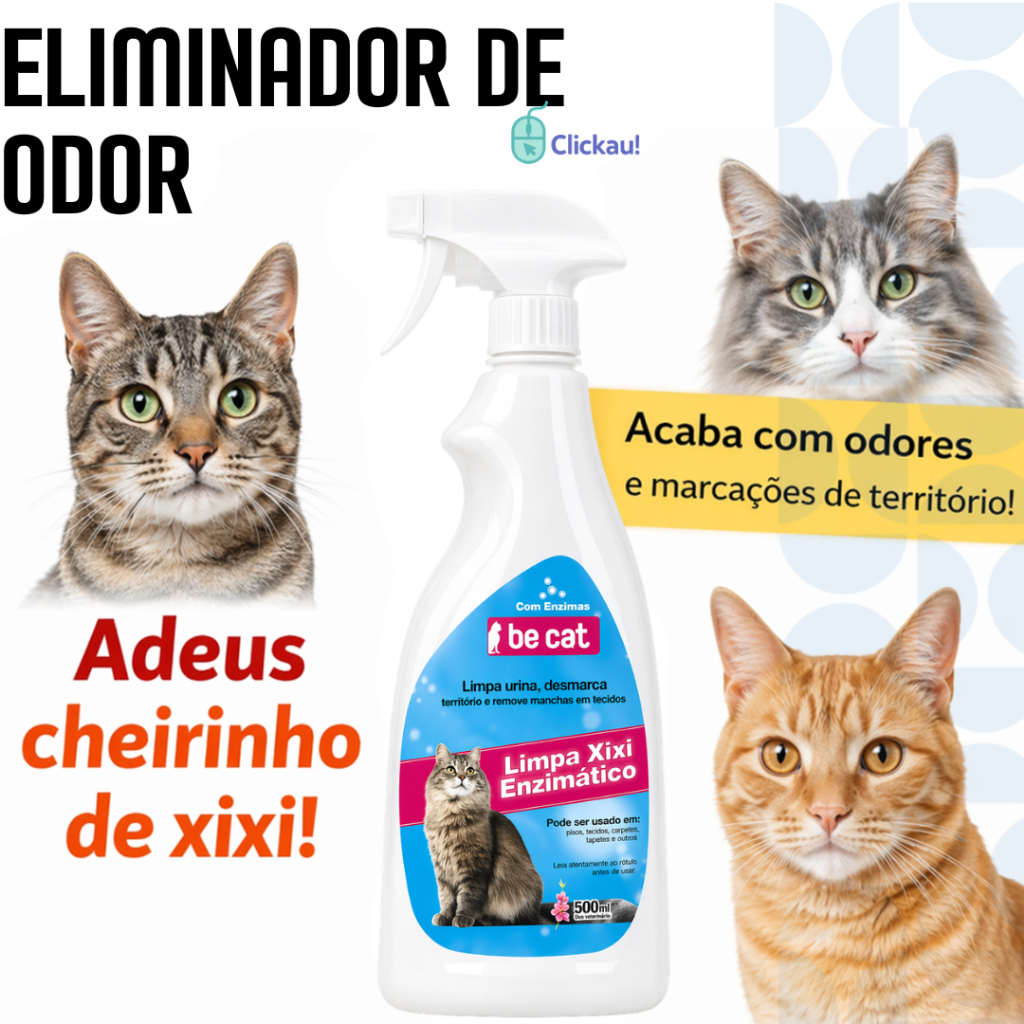 Limpa Xixi Enzimático Removedor de Odor e Desmarca Território para Cachorro Gatos Be Cat 500mL