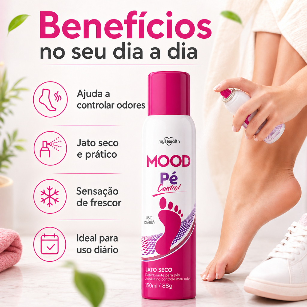 Desodorante Pés Feminino Mood Spray 150ml Jato Seco Proteção Contra Odor