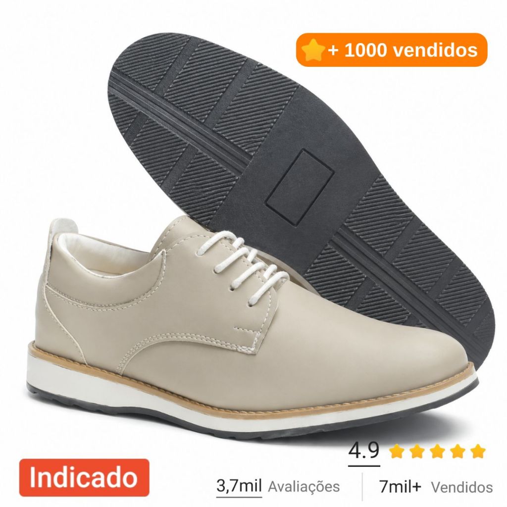 Sapato Mens Social Masculino Oxford Luxo Confort Alto Padrão