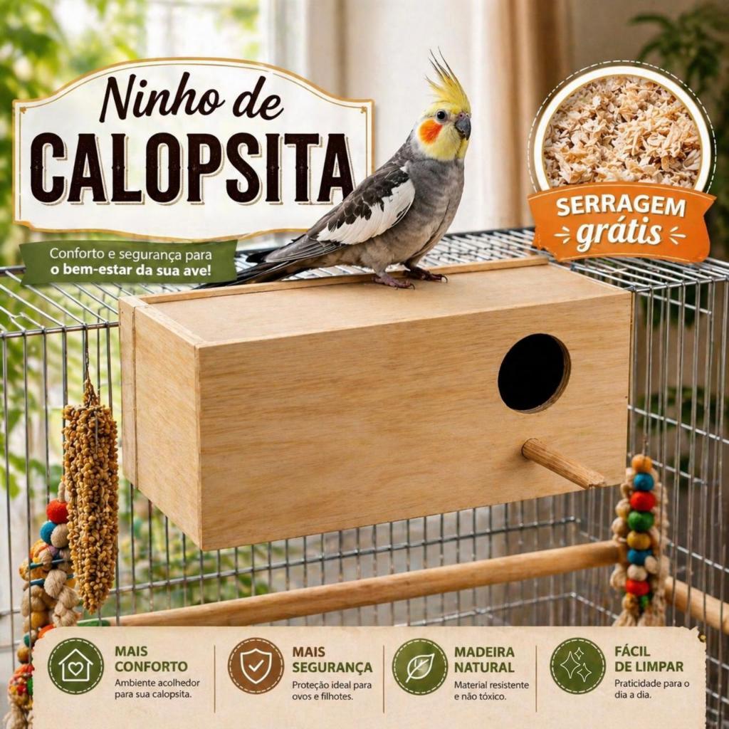 Ninho para Pássaro Passarinho Calopsita Com Ninho E Serragem