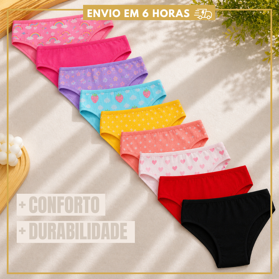 Kit 10 Calcinhas Infantil de Algodão Calcinha para Criança