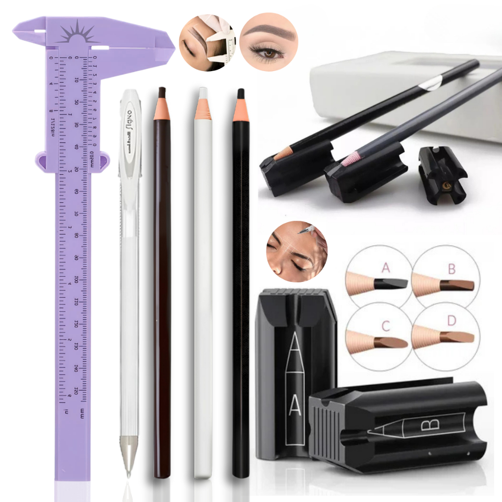 Kit Marcação Completa Profissional Lápis Paquímetro Apontador Caneta Branca