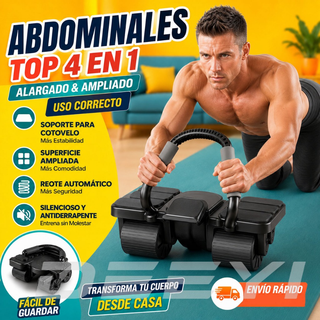 DEEYI Aparelho De Exercícios Abdominais Com Roda Abdominal Automática De Rebote Apoio Para Cotovelos e Quatro Rodas