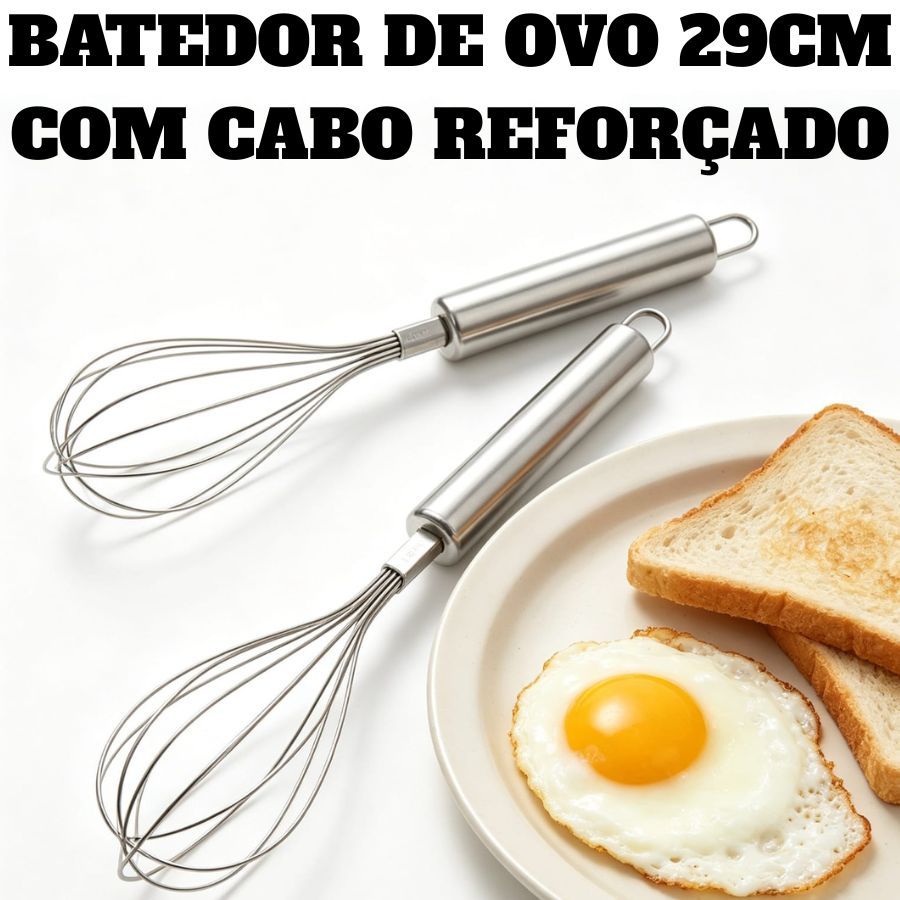 Batedor Fouet  Profissional De Ovos e Massas Cabo Reforçado e Normal 29CM Utensilio
