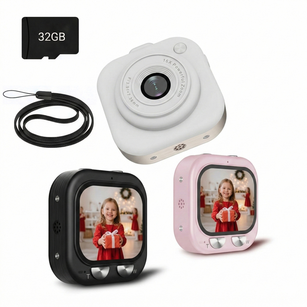 Mini Câmera Digital 1080P 44MP com Zoom de 16x e Tela de 0.96" Luz LED Integrada Filmadora Portátil