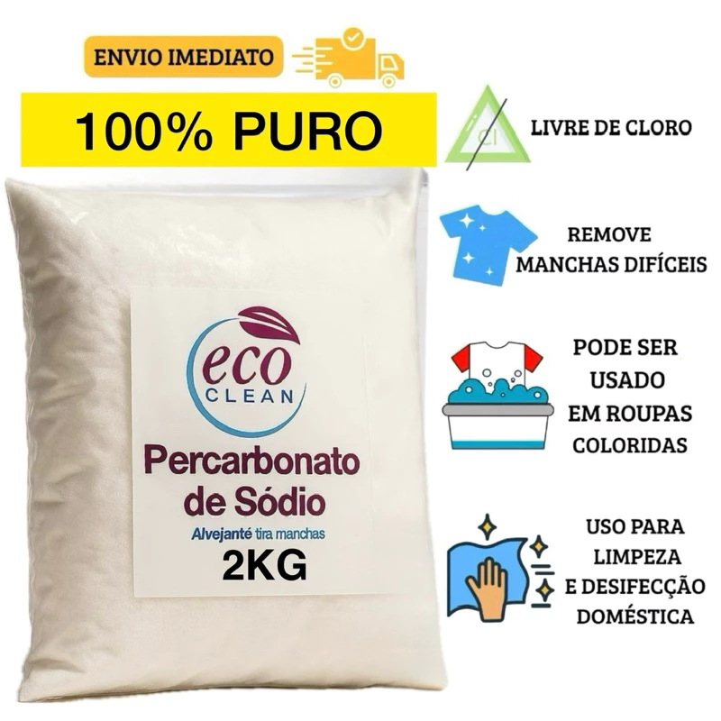 Percarbonato De Sódio 100% Puro Roupas Brancas Coloridas Lavanderia 500G/1KG/2KG/5KG ALVEJANTE