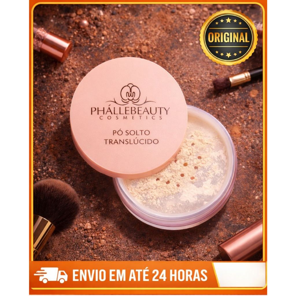 Pó Solto Translúcido Phállebeauty – Acabamento Aveludado, Controla Oleosidade e Não Estoura no Flash