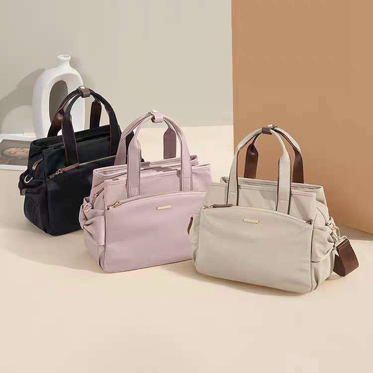 Bolsa Feminina Balde De Ombro À Prova D'água Grande Capacidade De Lona Multicamadas De Cor Sólida