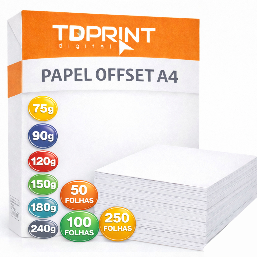 PAPEL OFFSET A4 75g, 90g, 120g, 150g, 180g e 240g KIT 50,100,250 FOLHAS